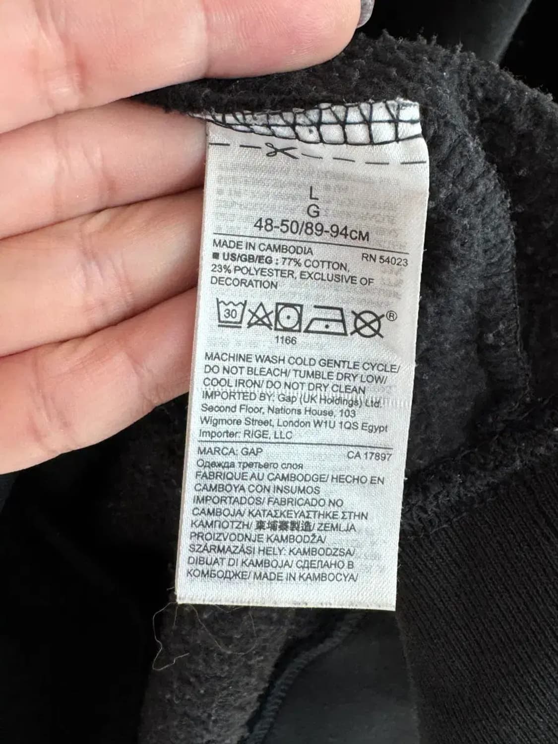 GAP 갭 블랙 기모 후드티 L 상품이미지5
