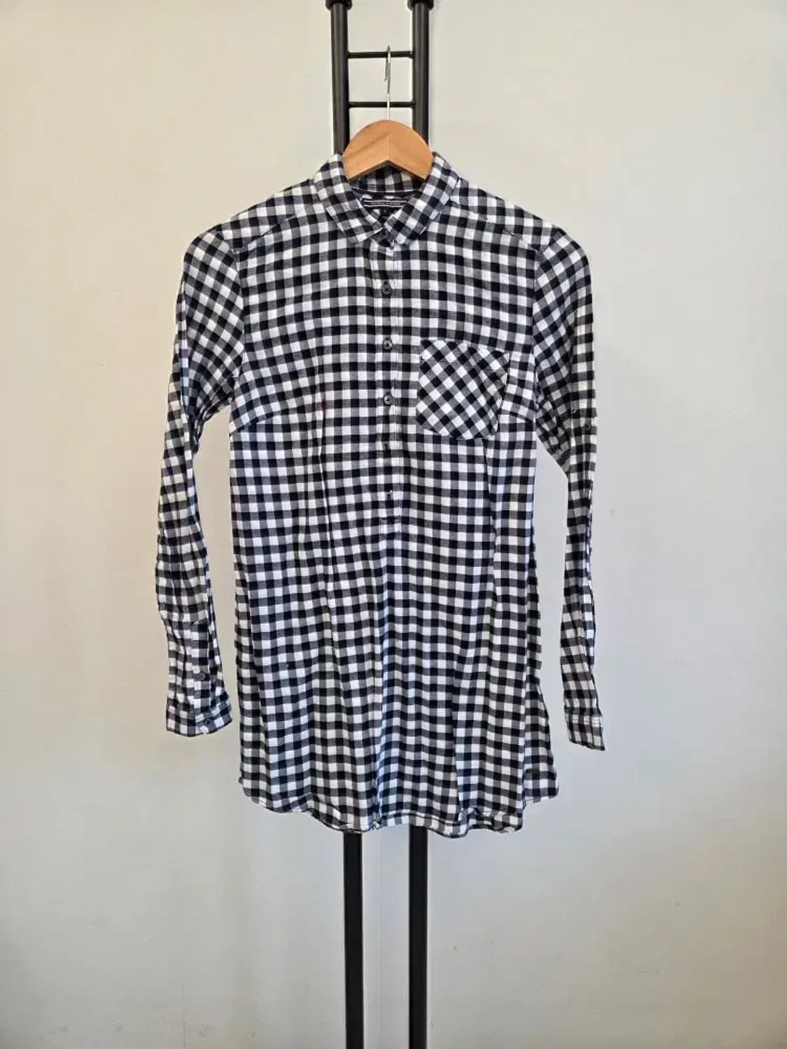 Tommy Hilfiger 타미힐필거 여성 깅엄체크 롱셔츠 상품이미지1