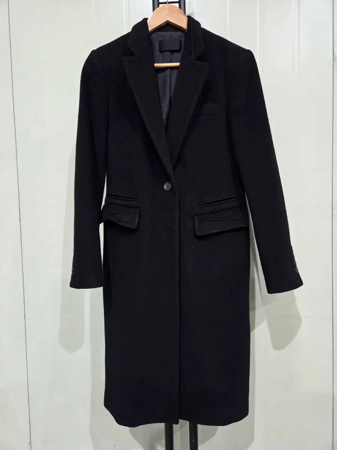 타임 TIME 여성 블랙 롱 울코트 55사이즈 (소재 모 100%) 상품이미지1