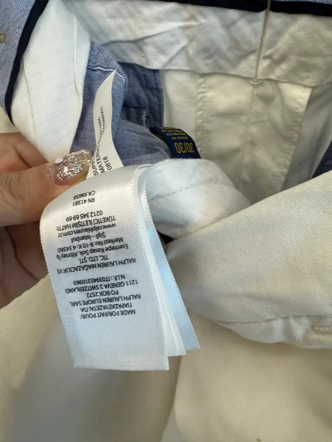 폴로 랄프로렌 화이트 스트레치 슬림핏 바지 30 상품이미지6