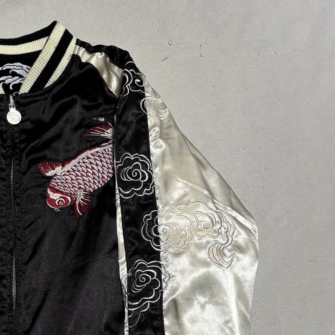 XL jpn 잉어 자수 리버시블 블랙 스카쟌 상품이미지1