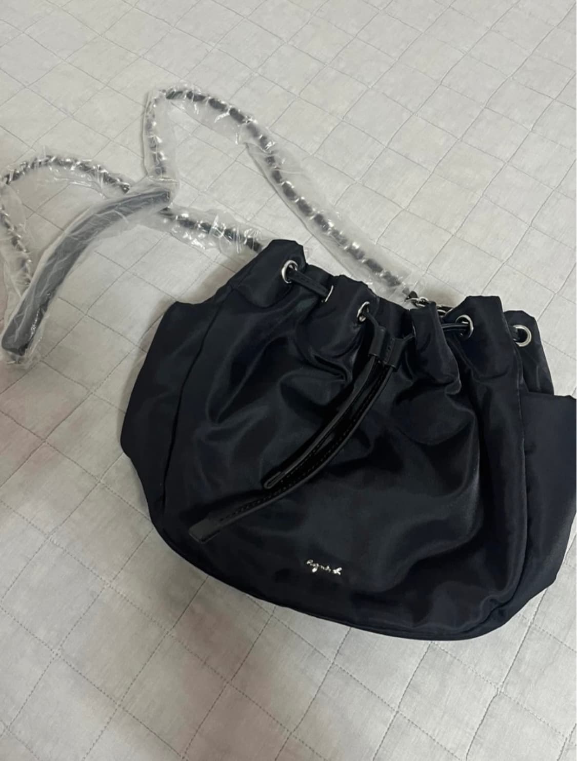 [새상품] 아네스베 agnesb 소가죽 체인 버킷백 블랙 상품이미지1