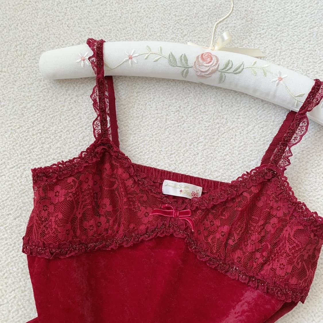 리즈리사 고전 버건디레드 레이스 슬리브리스 상품이미지2