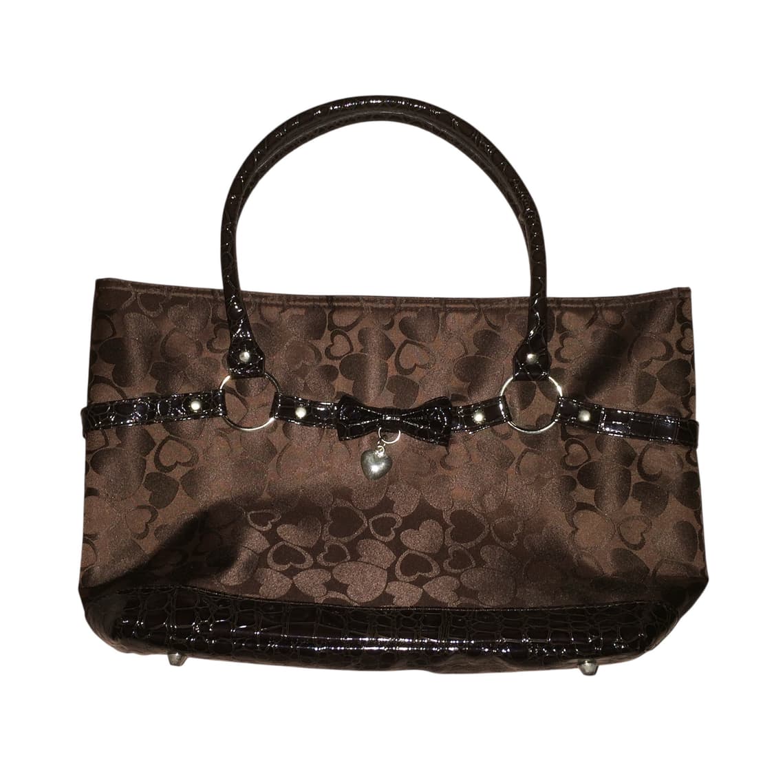 y2k 갸루 하트 패턴 레드 숄더백 브라운 상품이미지1