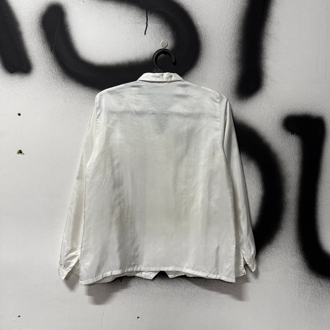 VTG 빈티지 앤틱 화이트 새틴 레이스 핀턱 블라우스 셔츠 상품이미지2