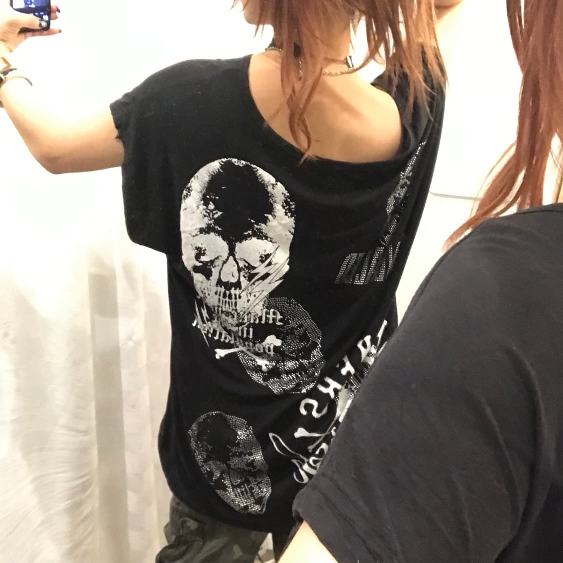 JPN Vintage 루즈핏 고스펑크 고딕 스컬 큐빅 반팔 상품이미지3