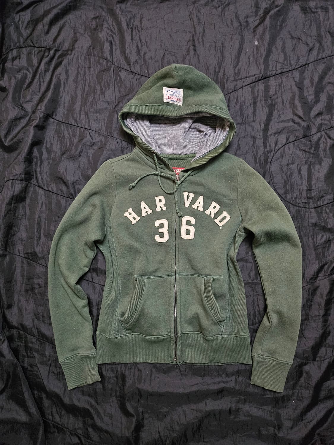 Spao 딱붙핏 그린 하버드 후드 집업 상품이미지1