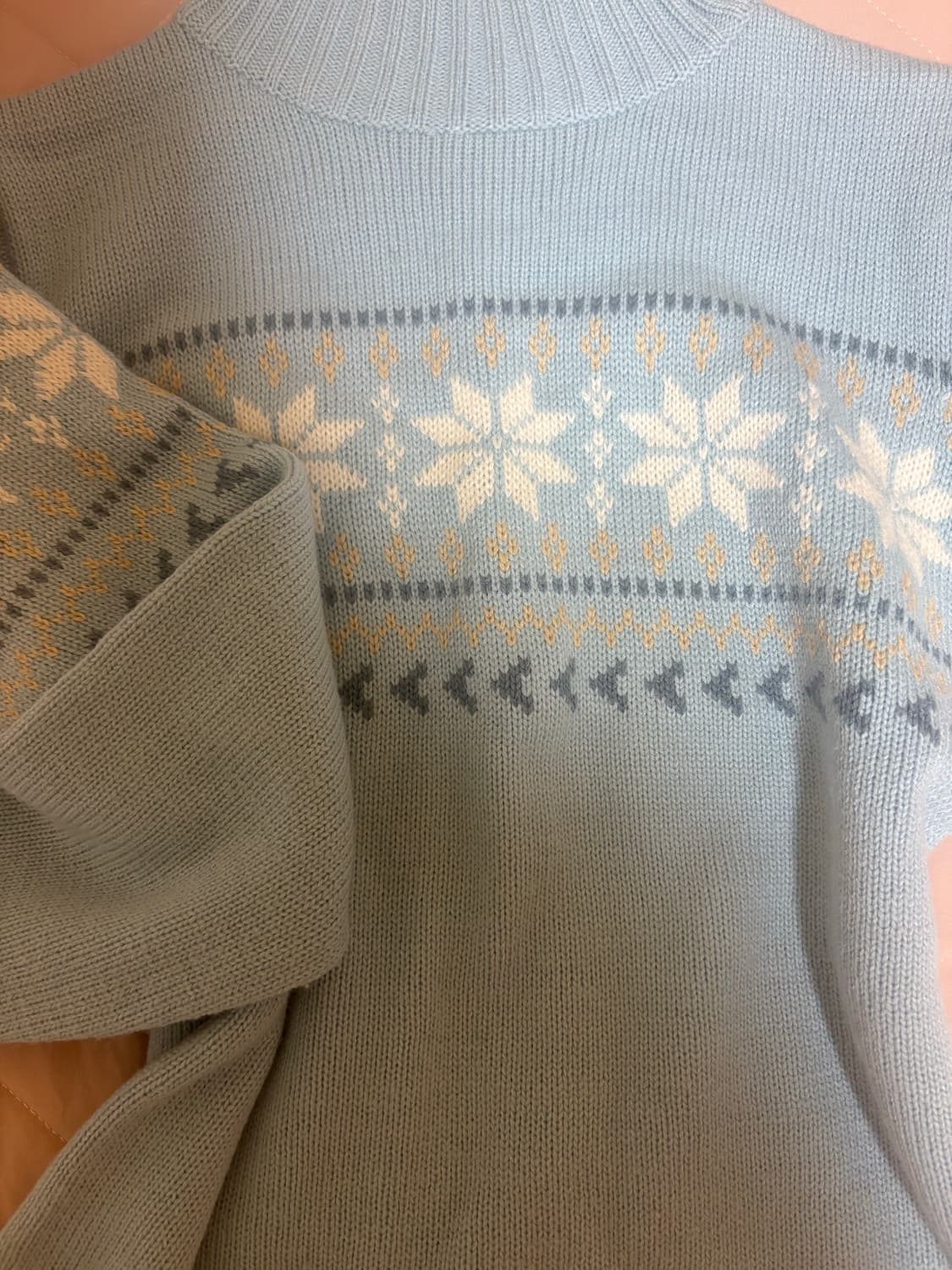 하구미 모리 반목 눈꽃패턴 니트 레이어드 빈티지 소녀 상품이미지2