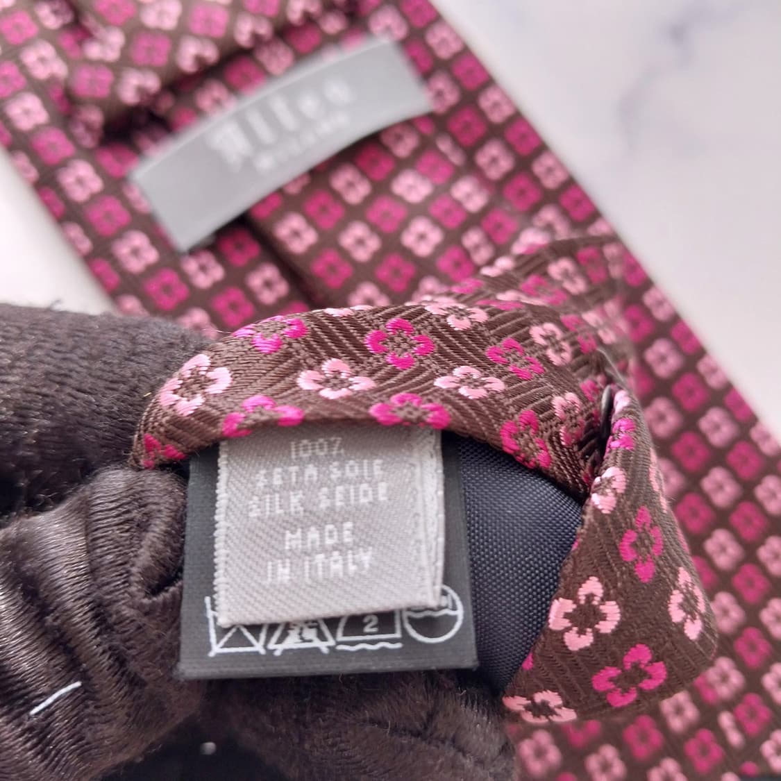 알테아 실크 브라운 플라워 패턴 넥타이 9.1cm A+등급 K2355 상품이미지9