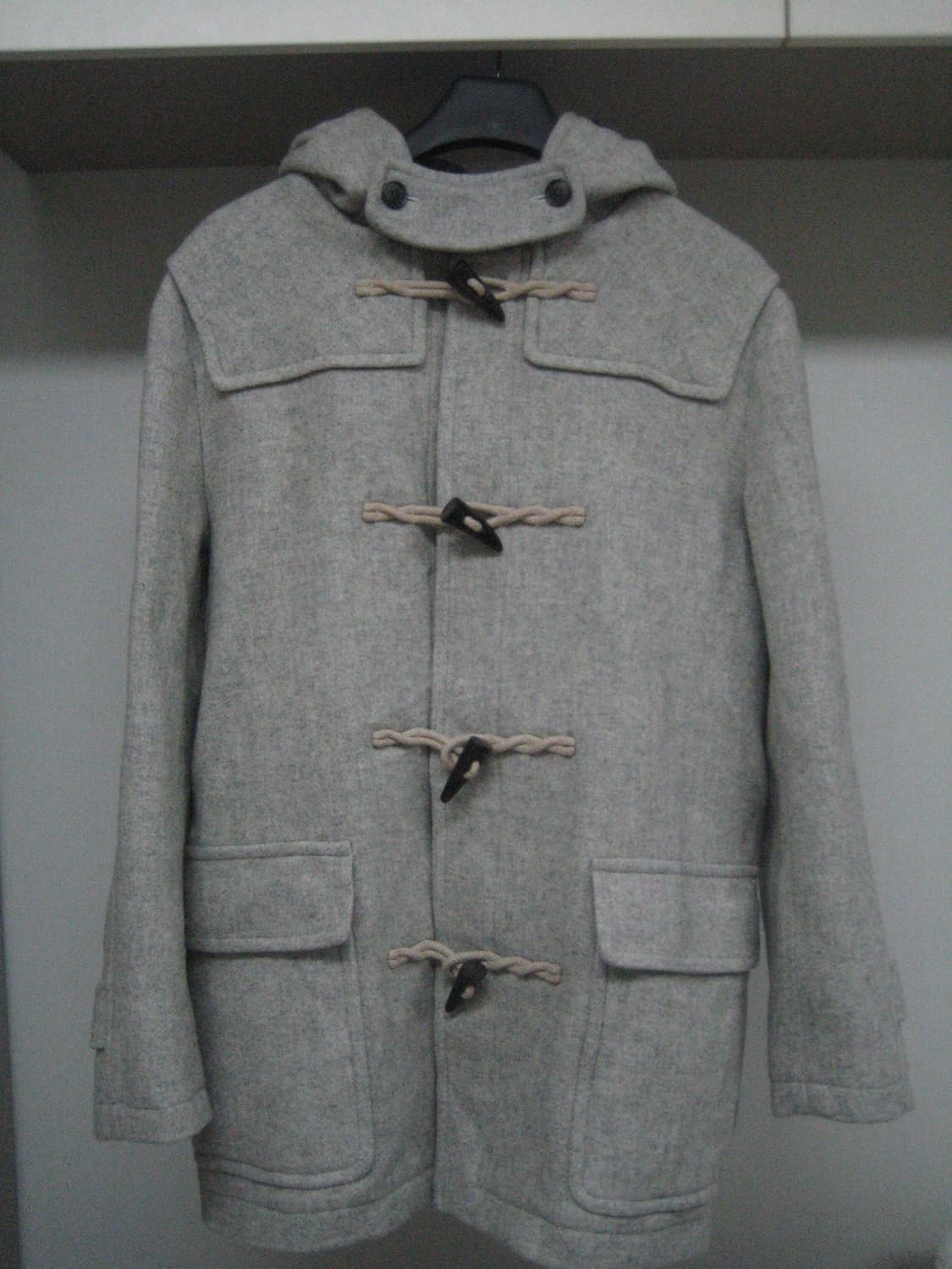 빈티지 후드 더플 코트 라이트 그레이 상품이미지5