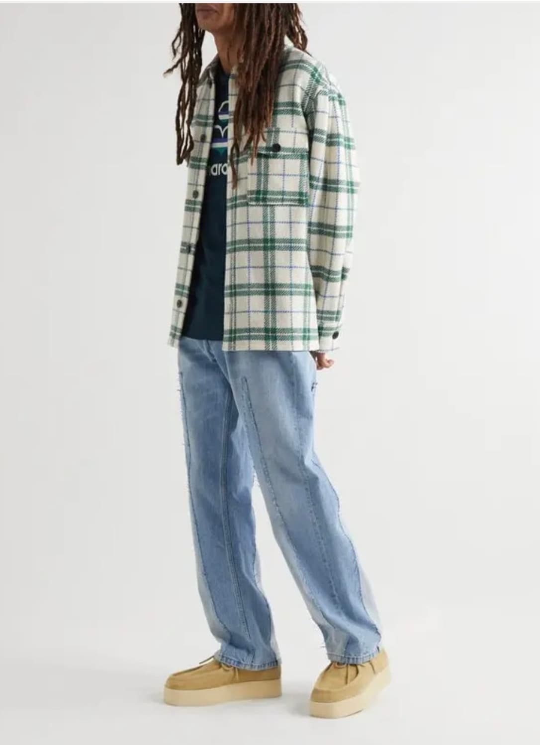 이자벨마랑 옴므 게르본 체크셔츠 자켓 그린 L사이즈 상품이미지2