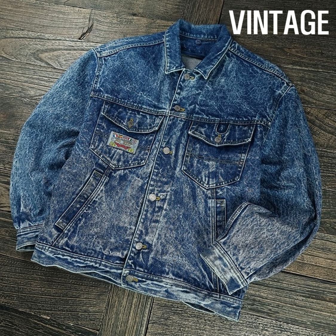 [빈티지] 스톤 크랙 워시드 오버핏 데님 자켓 청자켓 M20038 상품이미지1