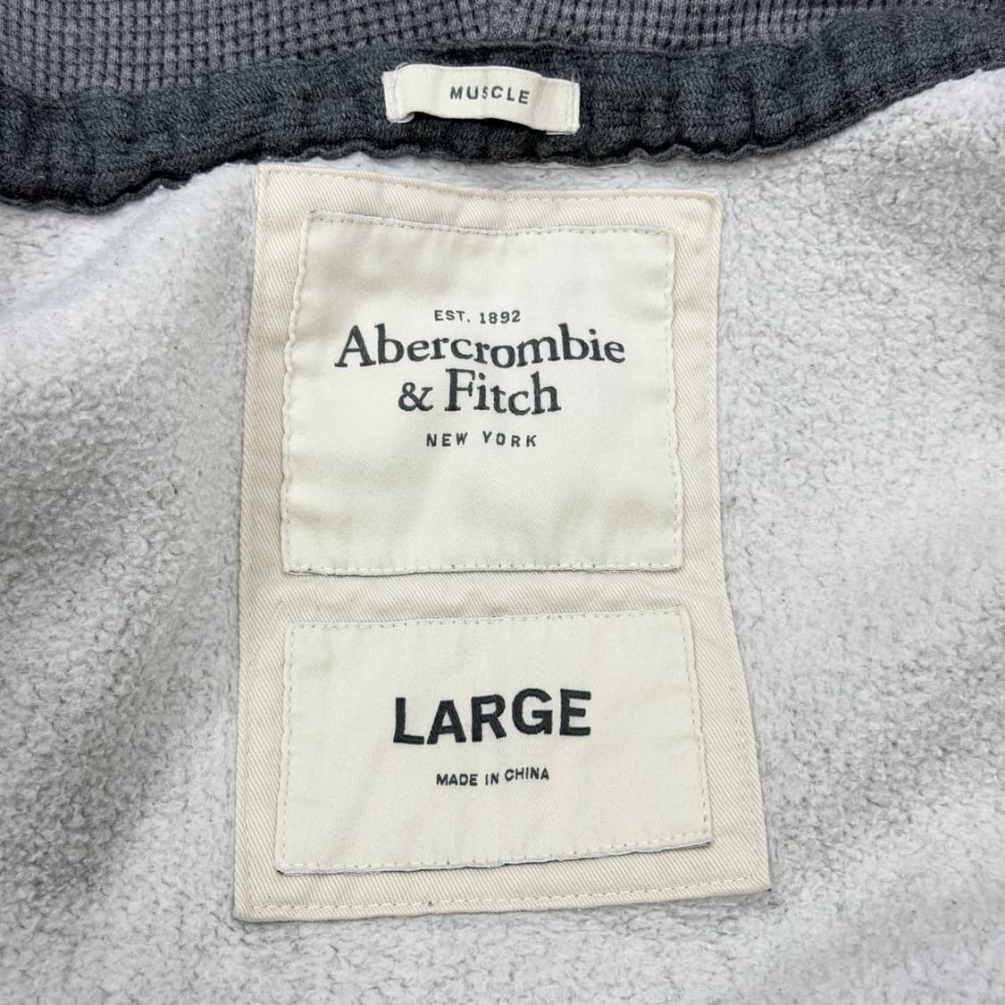 아베크롬비 빈티지 Y2K 데미지 그런지 스펠로고 기모 후드집업 그레이 L 상품이미지5