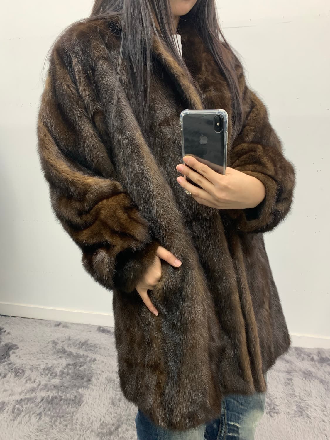 사가 밍크 테디 브라운 코트 상품이미지2