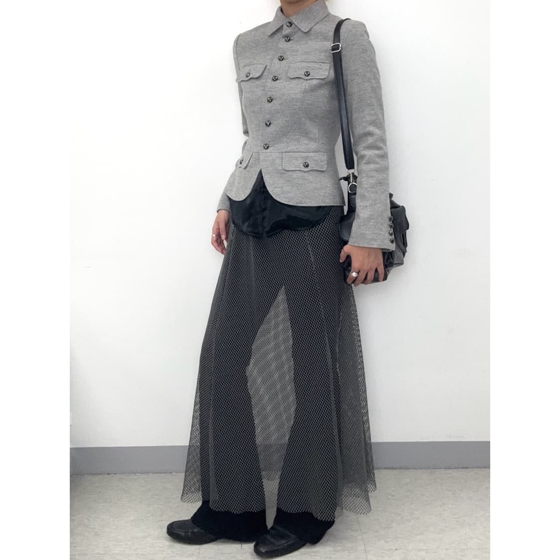 빈티지 그레이 그물 스커트 상품이미지1