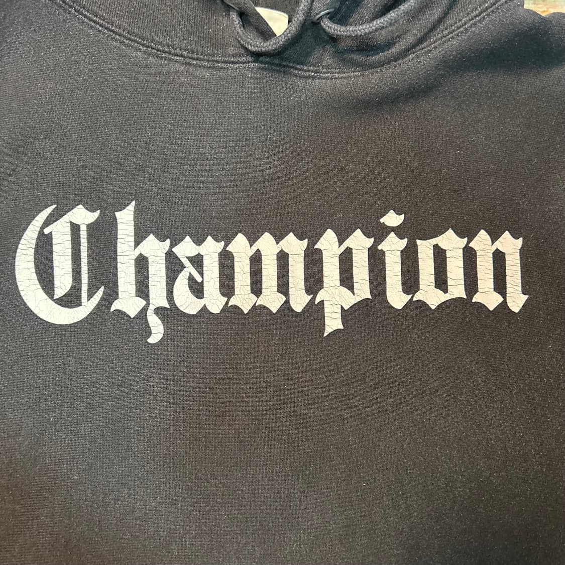 [XL] 00s 챔피온 올드 잉글리시 프린팅 리버스위브 후드티 상품이미지2