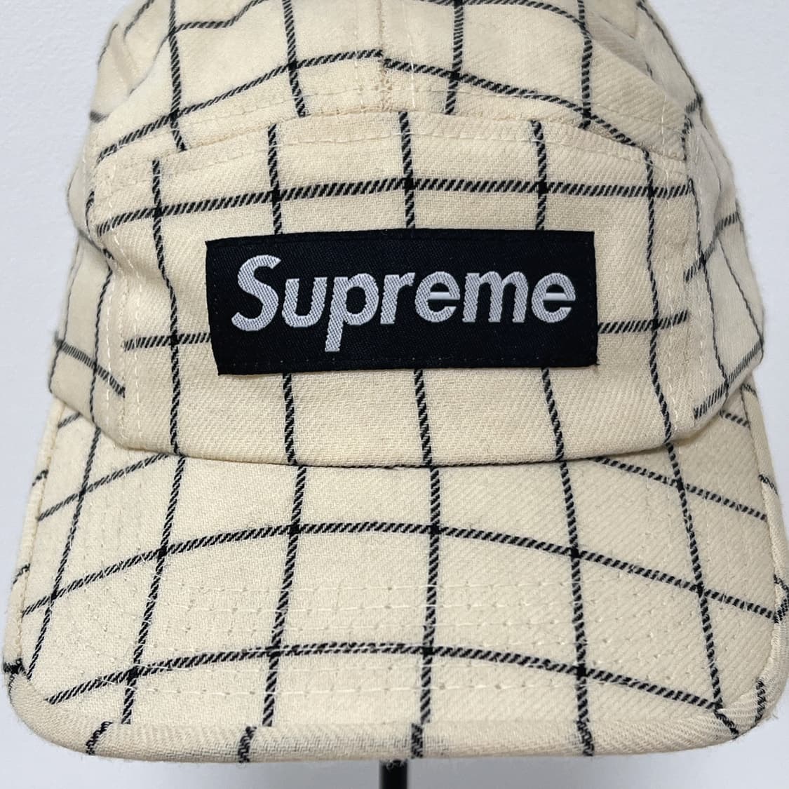 슈프림 2004 아이보리 체크 패턴 캠프캡  상품이미지7