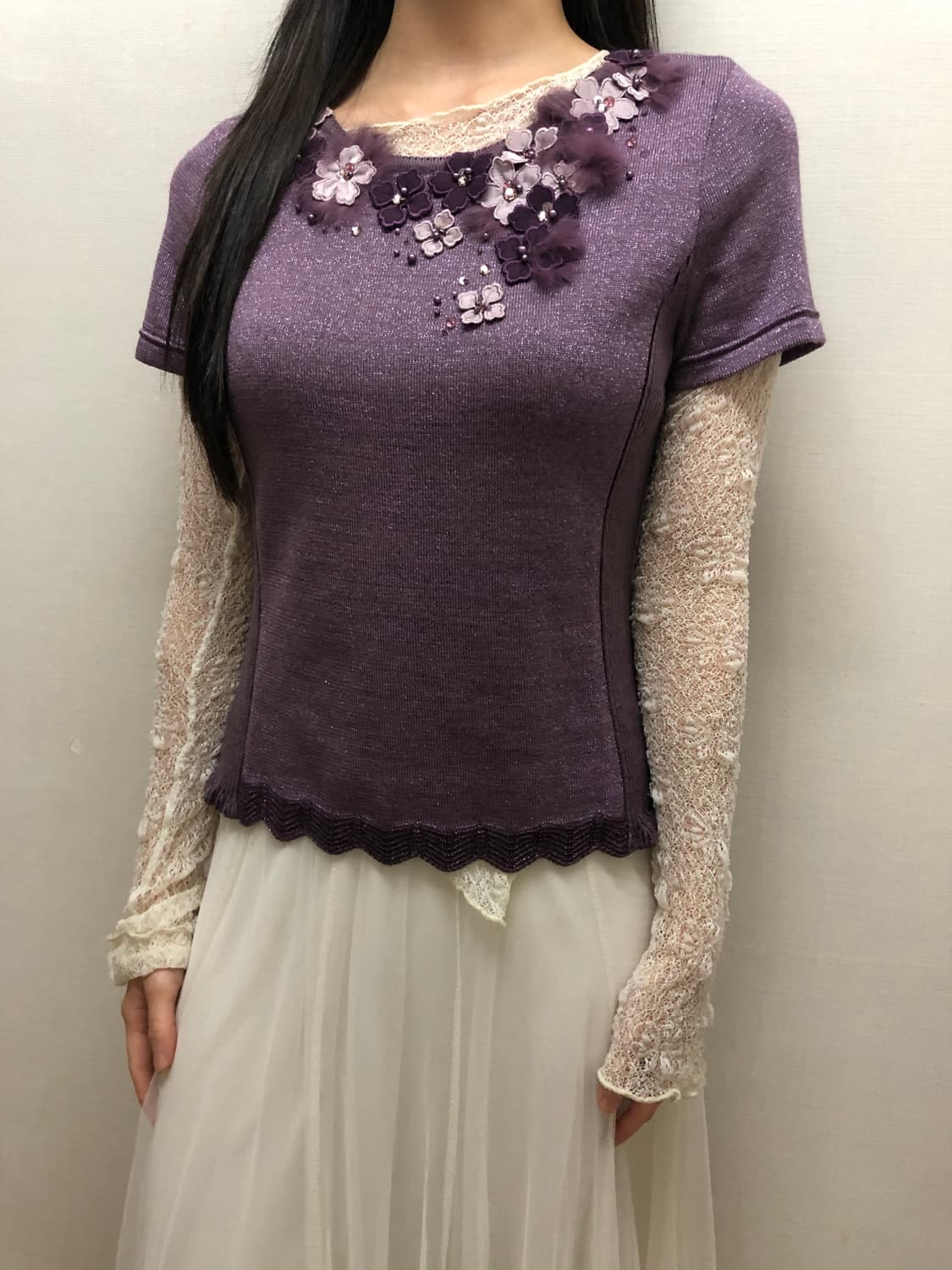 빈티지 퍼플 플라워 니트 상품이미지7