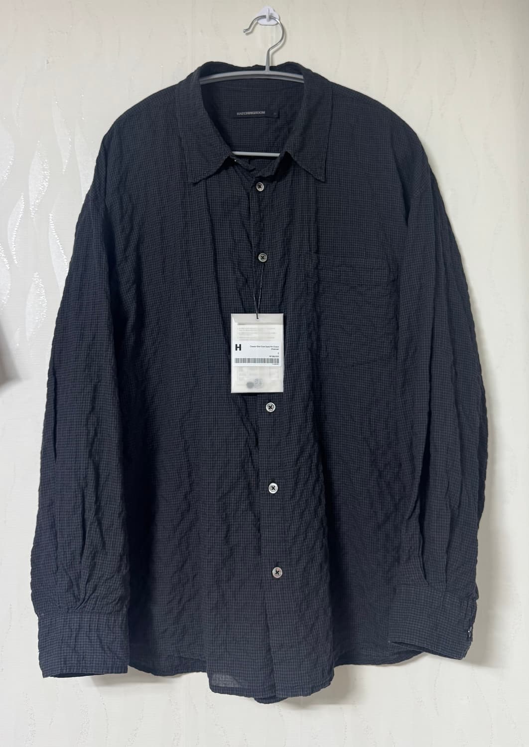 해칭룸 Classic Over Dyed 핀 체크 셔츠 차콜 상품이미지1