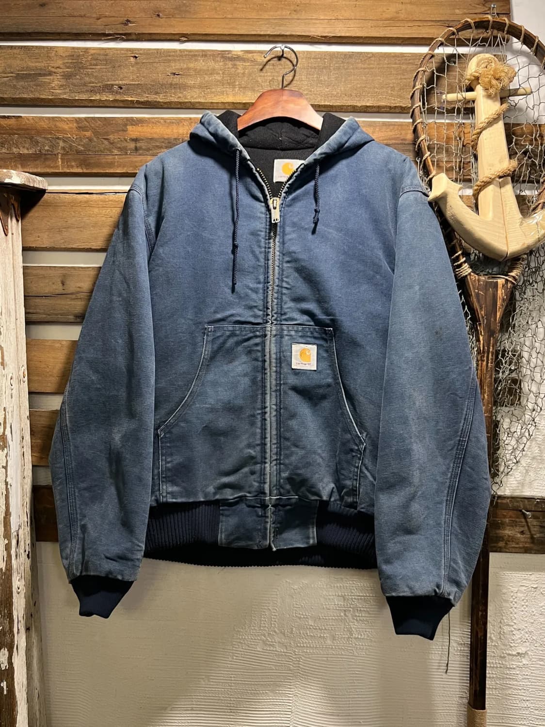 [M]90's 칼하트 USA 빈티지 워싱 파스텔블루 액티브 워크 자켓 상품이미지1