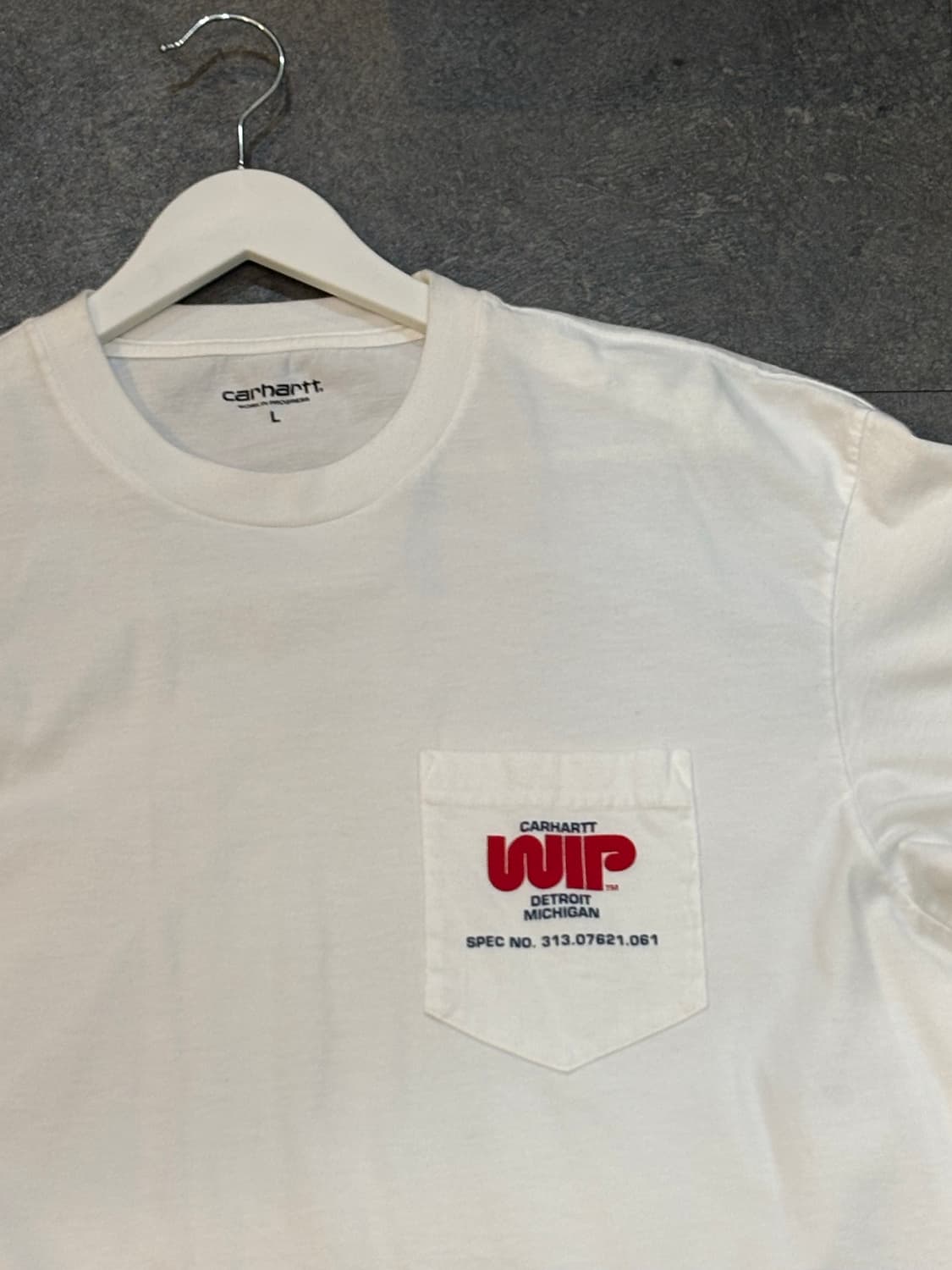 칼하트 WIP 반팔 포켓 티셔츠 화이트 L사이즈 상품이미지4