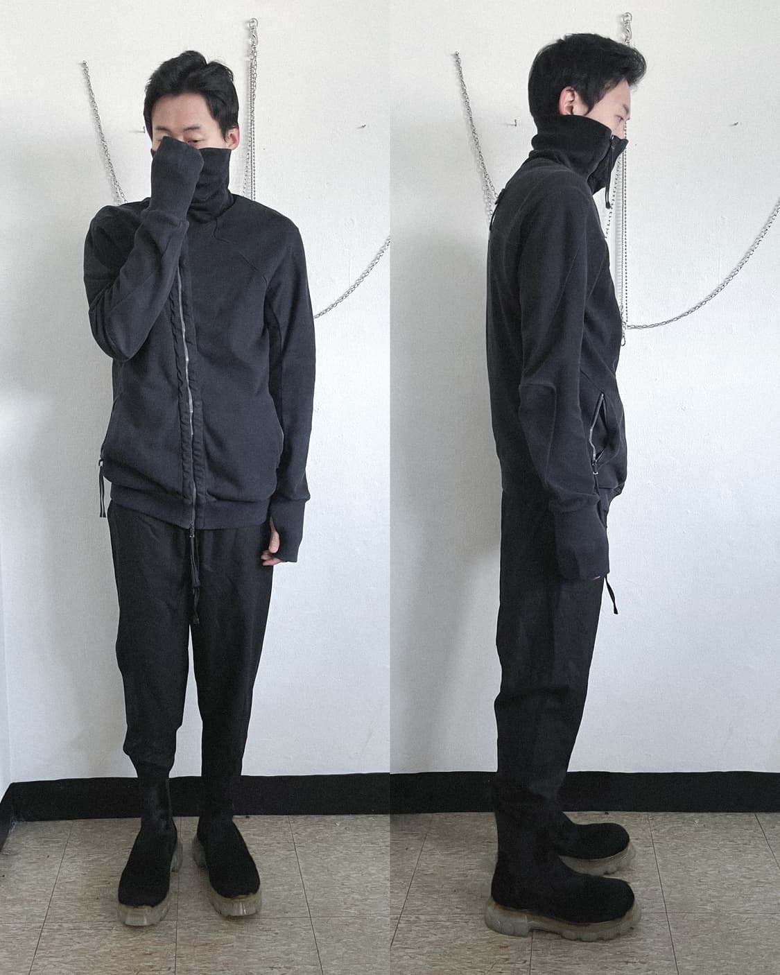 보리스비잔사베리 초기 아카이브 사선 하이넥 코튼 져지 집업 상품이미지5