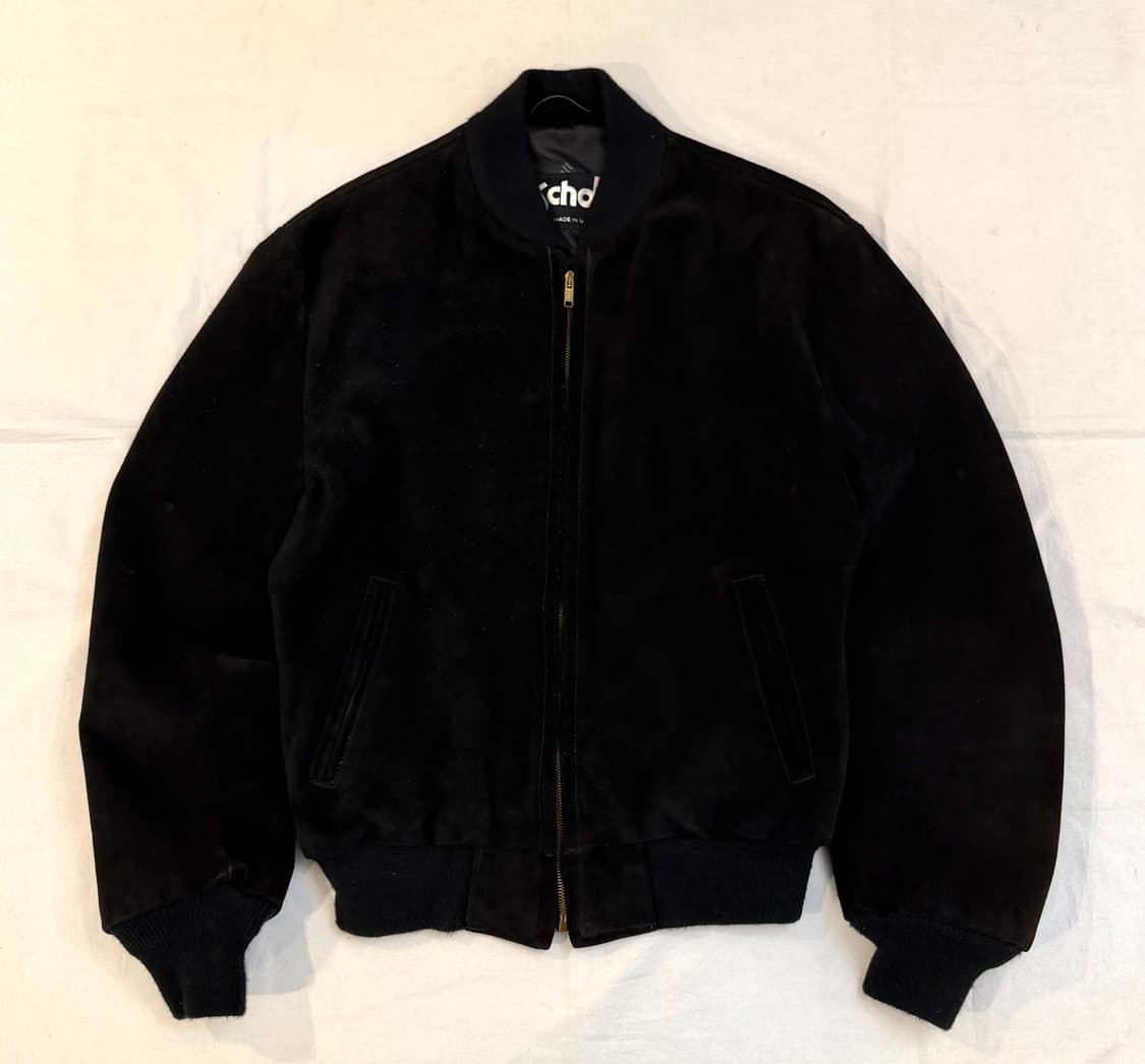 80s 쇼트 오리지널 USA 스웨이드 블루종 봄버자켓 상품이미지1