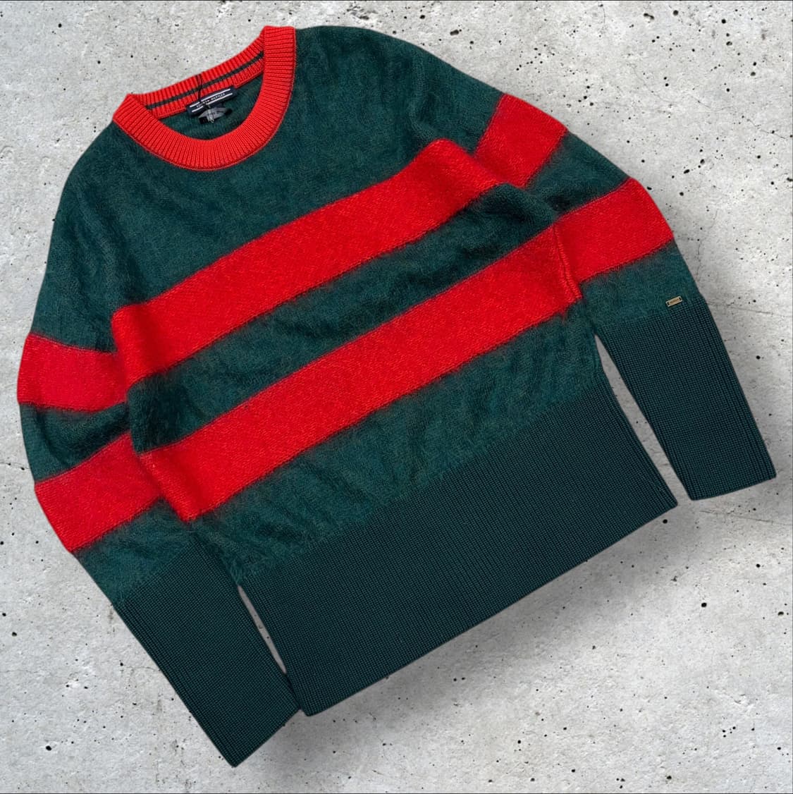 [XS] 타미힐피거 그린/레드 모헤어 스트라이프 니트 D89 상품이미지1