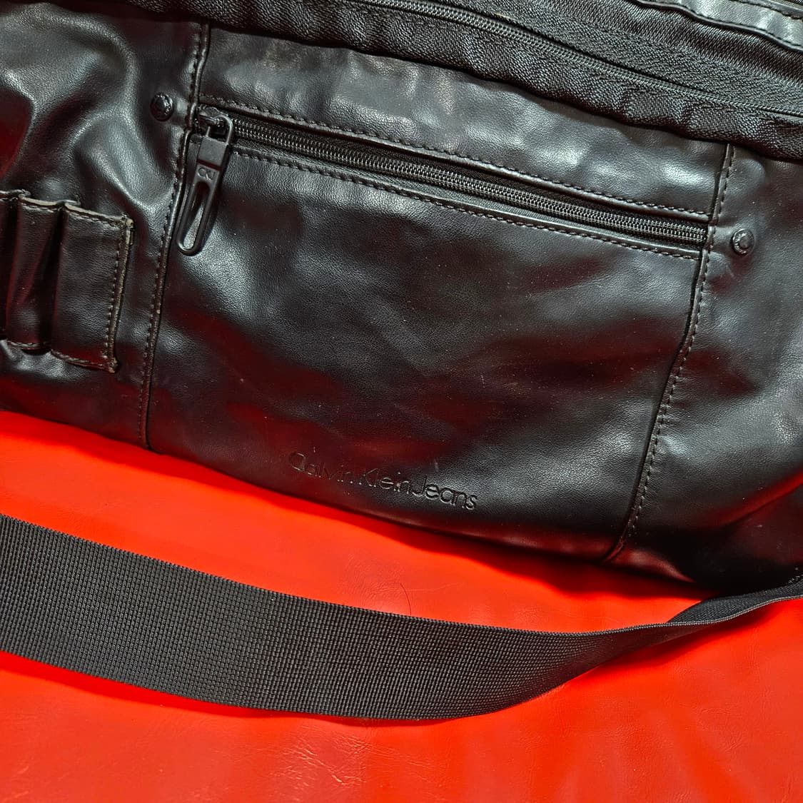 켈빈클라인 빈티지 Y2k 가죽 혼방 보스턴 토트백  상품이미지4