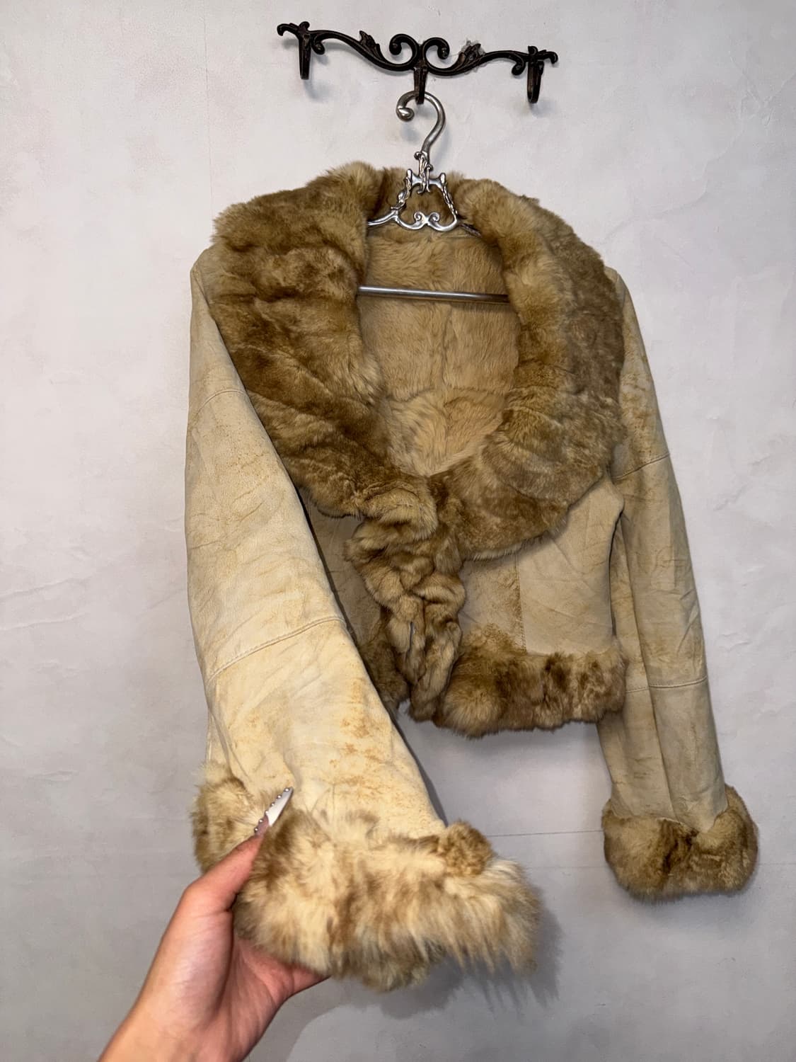 Ivory tie dye rabbit skin fur mustang 상품이미지2