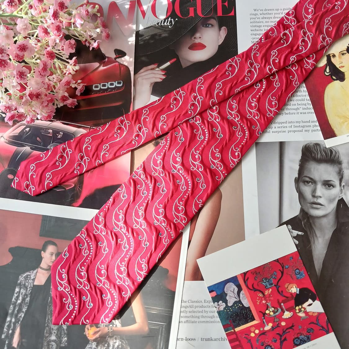 밀라숀 실크 레드 입체 패턴 넥타이 8.6cm A+등급 A19691
 상품이미지5