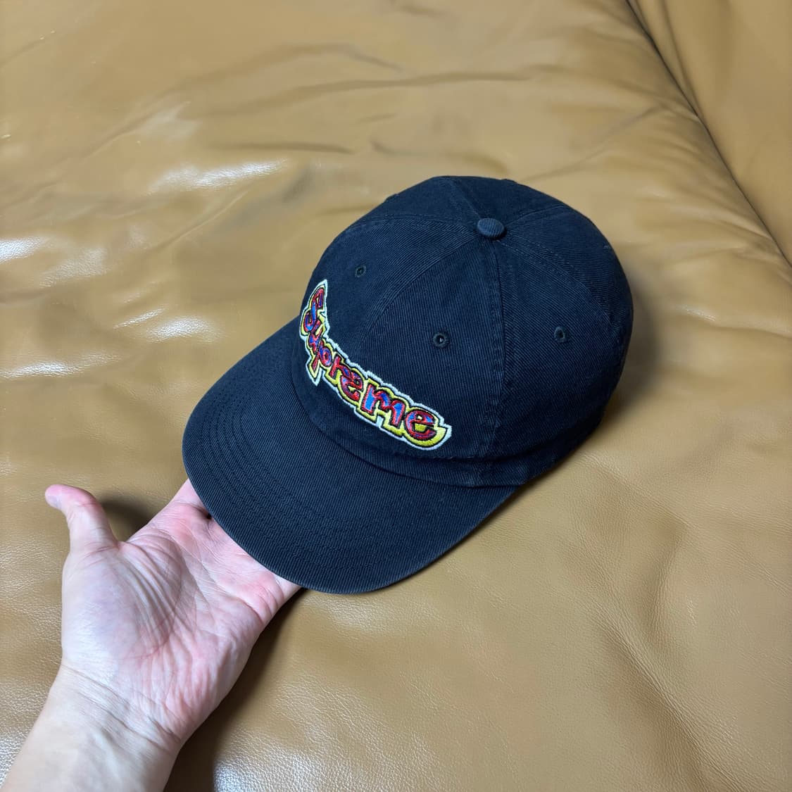 Supreme 슈프림 블랙 6패널 볼캡 모자 (Washed Black) 상품이미지4