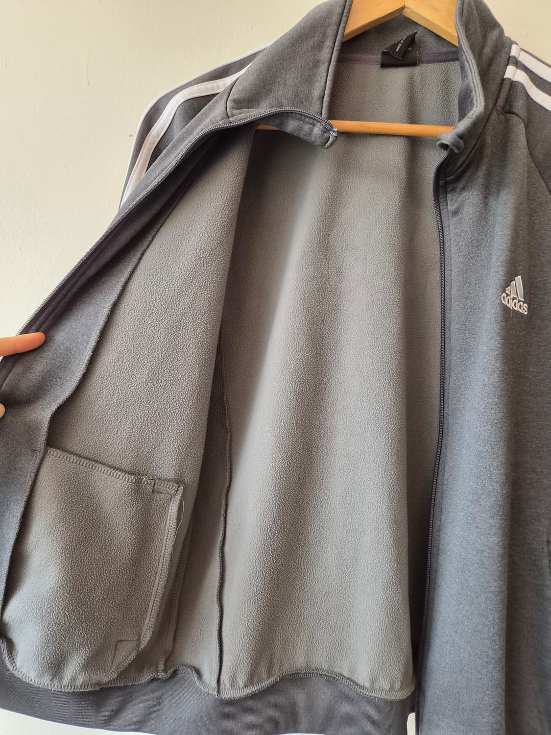 아디다스 키즈(여성가능) 그레이기모삼선트랙탑 79사이즈 상품이미지4