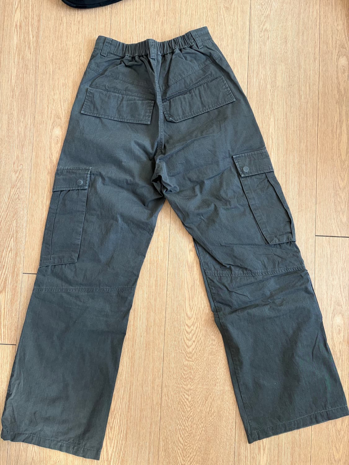 율러 와이드 빈티지 워싱 크리드 카고팬츠 차콜 M 상품이미지3