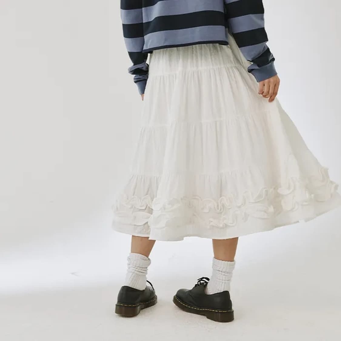 플리즈프로젝트 미들 프릴 스커트 화이트 상품이미지2