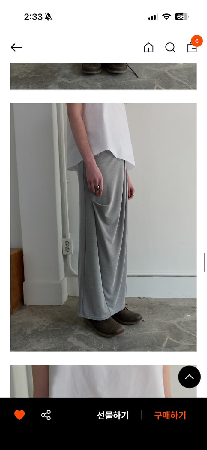 파이카 드레이프 맥시 스커트 그레이 새상품 상품이미지2