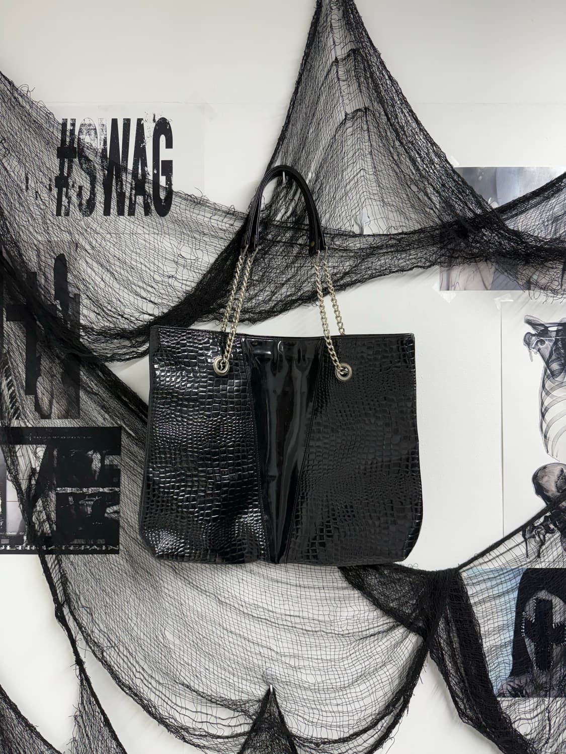 Punk mood chain leather bag 상품이미지1