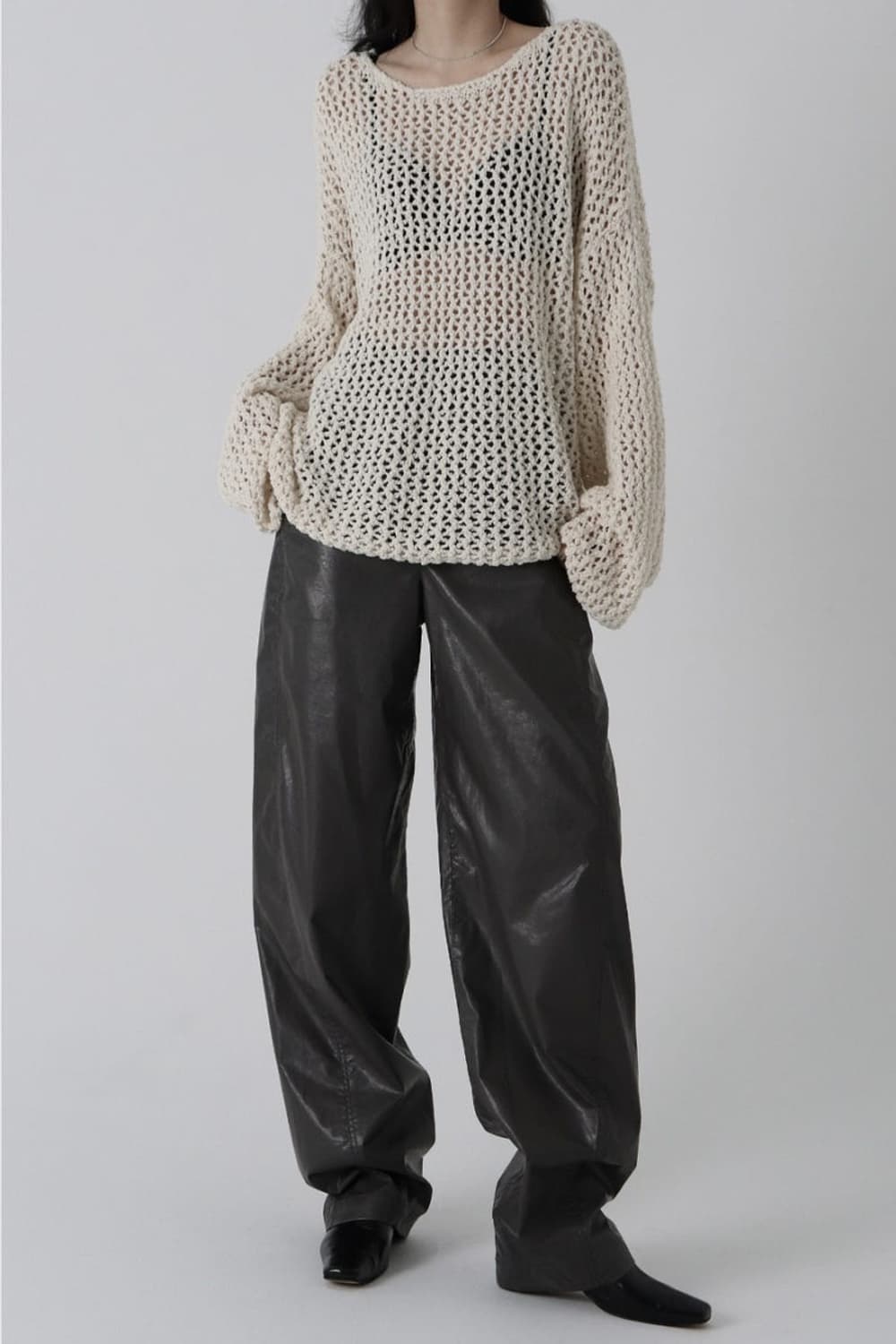 트리밍버드 커브드 레더 팬츠 s 상품이미지2