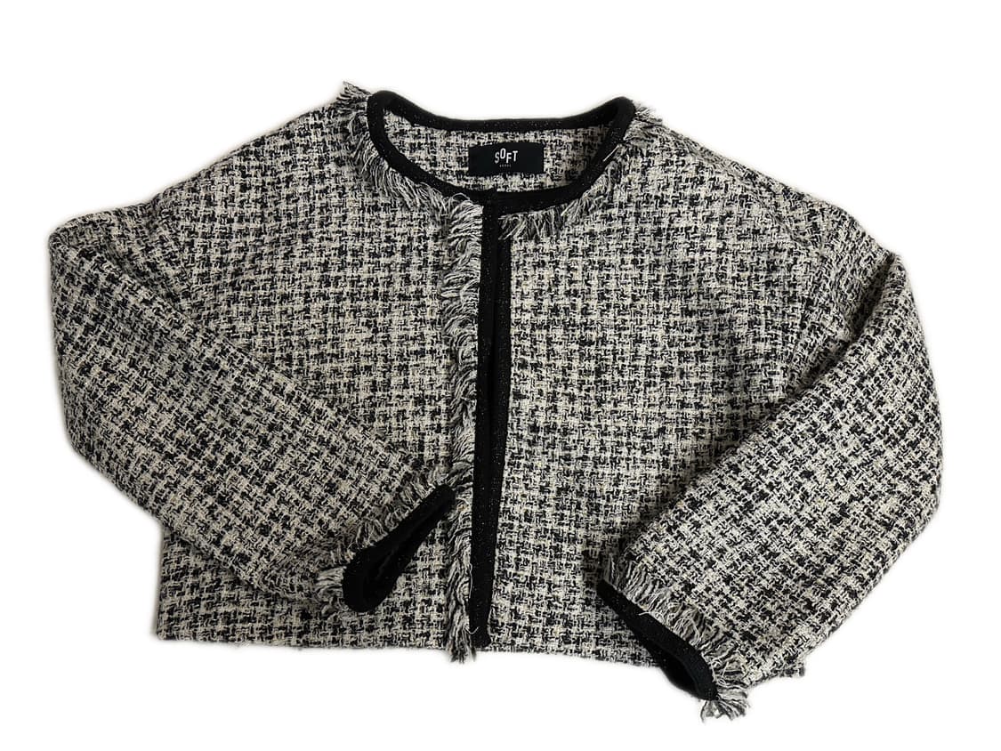 소프트서울 프린지 크롭 트위드 자켓 [블랙] 상품이미지4