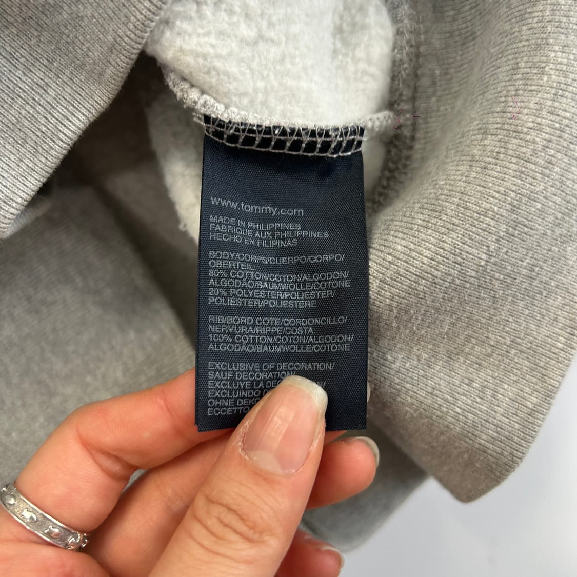 Tommy hilfiger 타미힐피거 스펠아웃 로고 그레이 후드집업  상품이미지6