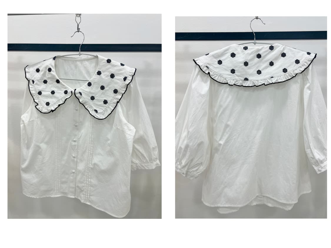 Flower big collar blouse 상품이미지4