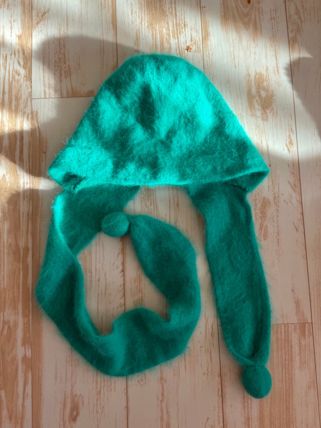 빈티지 앙고라 그린 초록 후드머플러 목도리 비니 버킷햇 상품이미지1