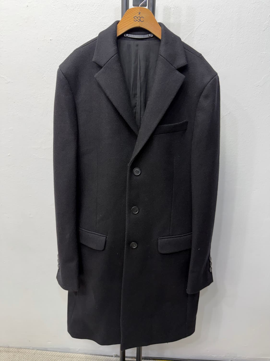 정품) 올세인츠 남성 블랙 더블 버튼 코트 XL 상품이미지1