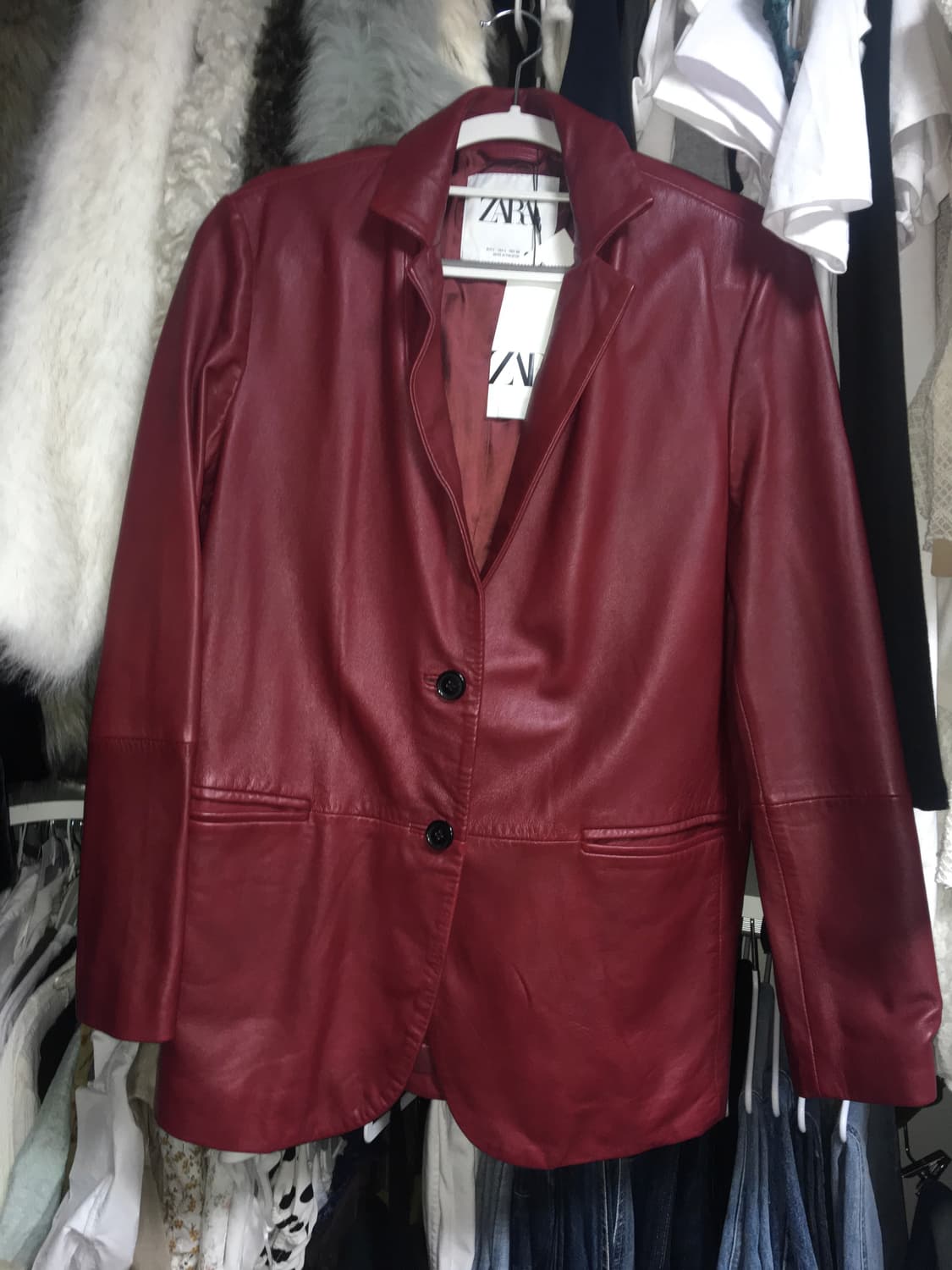 단종 택O 새 상품 자라 양가죽100 레더 블레이저 자켓 L 상품이미지8