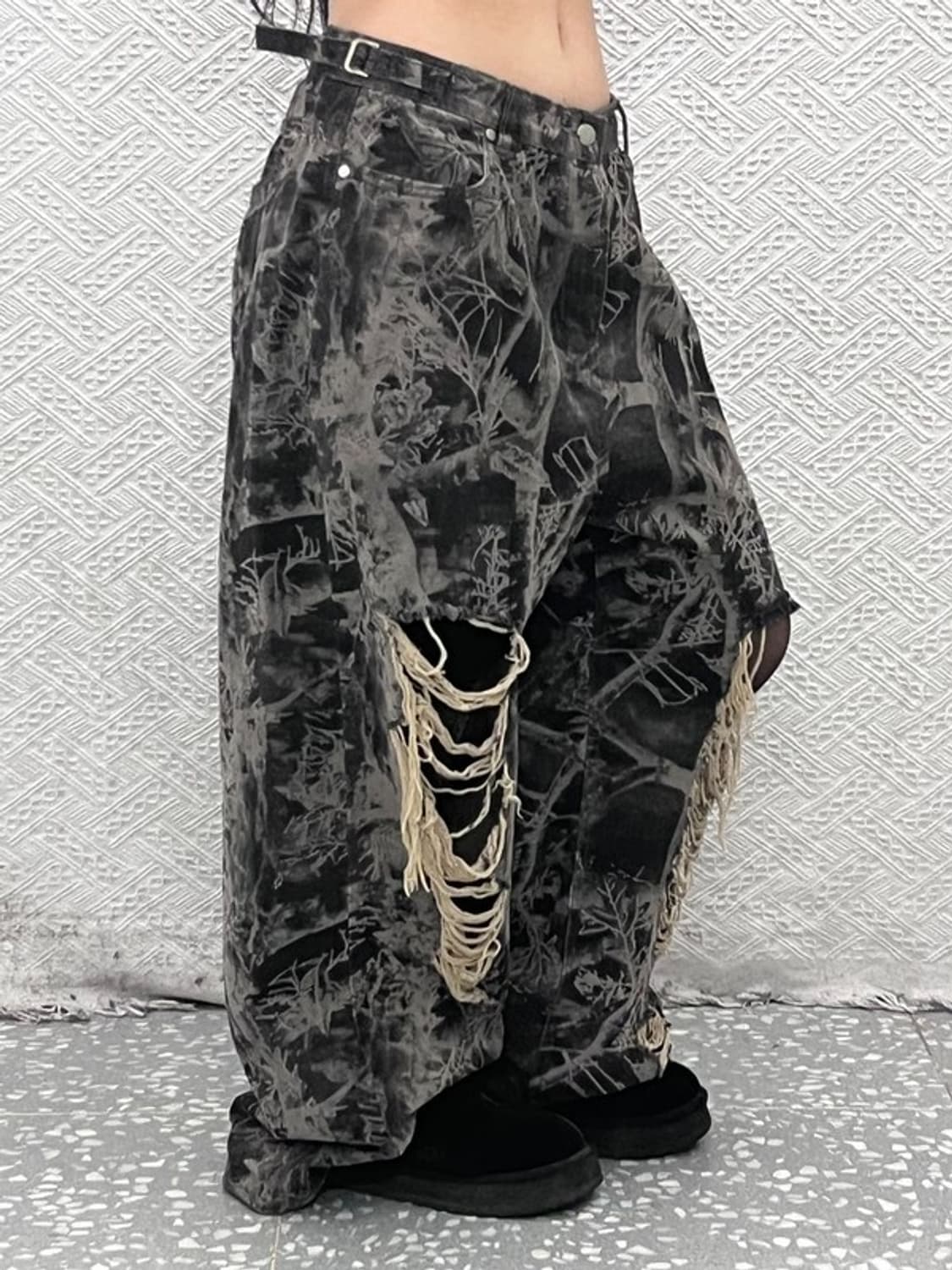 SEEOT 빈티지 아메카지 스트릿 펑크 데미지 코튼팬츠 L C09256 상품이미지1