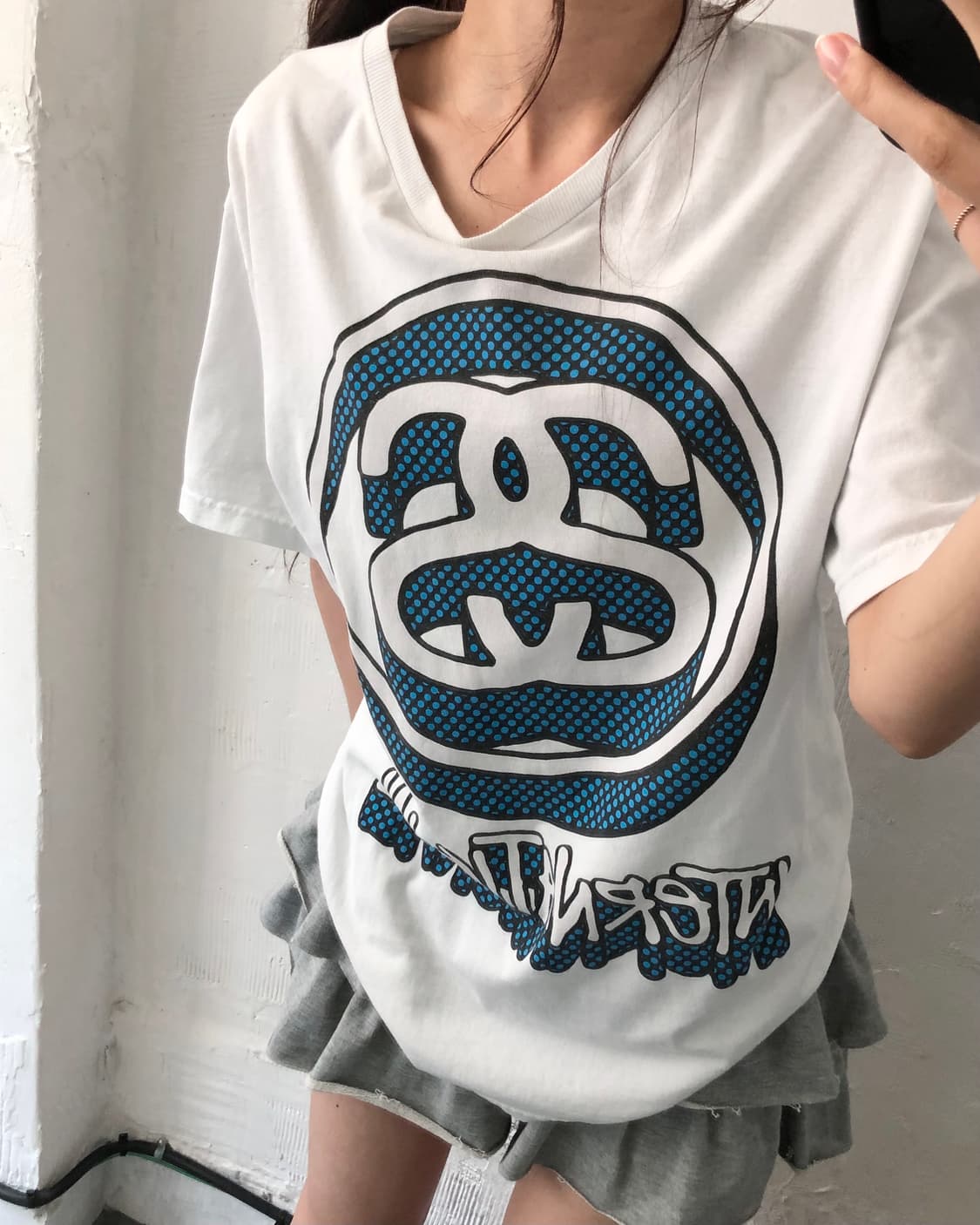 Stussy 스투시 화이트컬러 인터내셔널 로고 티셔츠 상품이미지8