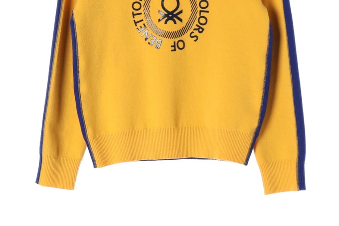 베네통 시그니처 빅로고 사이드 라인 배색 니트 옐로우 M 상품이미지4