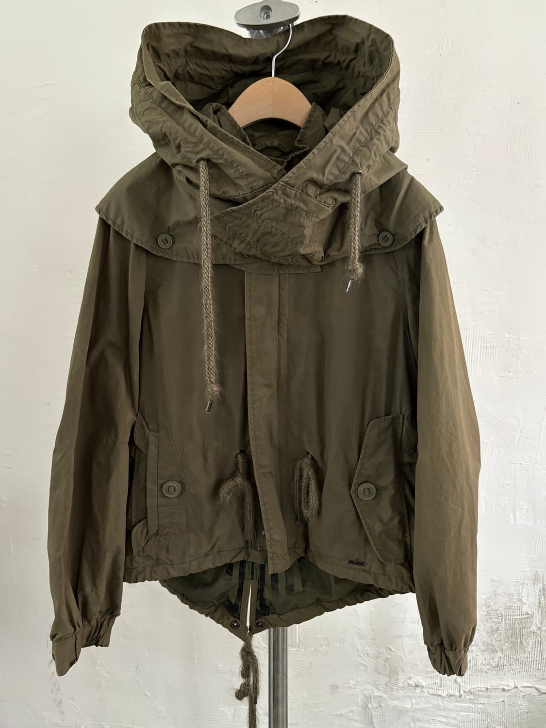 Diesel 디젤 밀리터리 카키 크롭 후드 자켓 상품이미지1