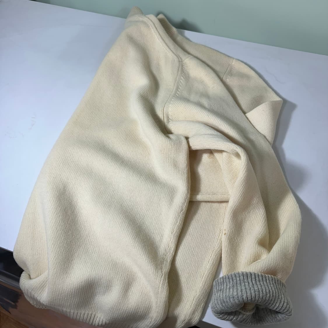 L 발렌티노 아이보리 라나버진 울 헨리넥니트 상품이미지5