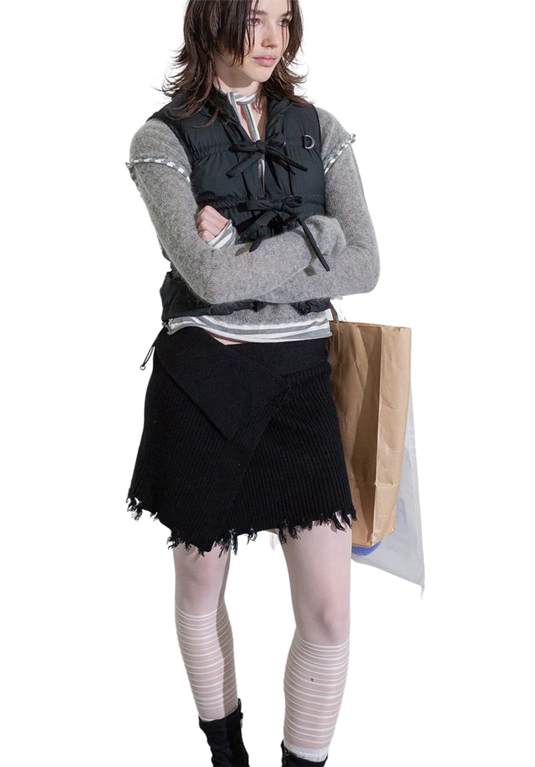 F) perverze 퍼버즈 대미지 니트 케이프&에이프론 상품이미지6